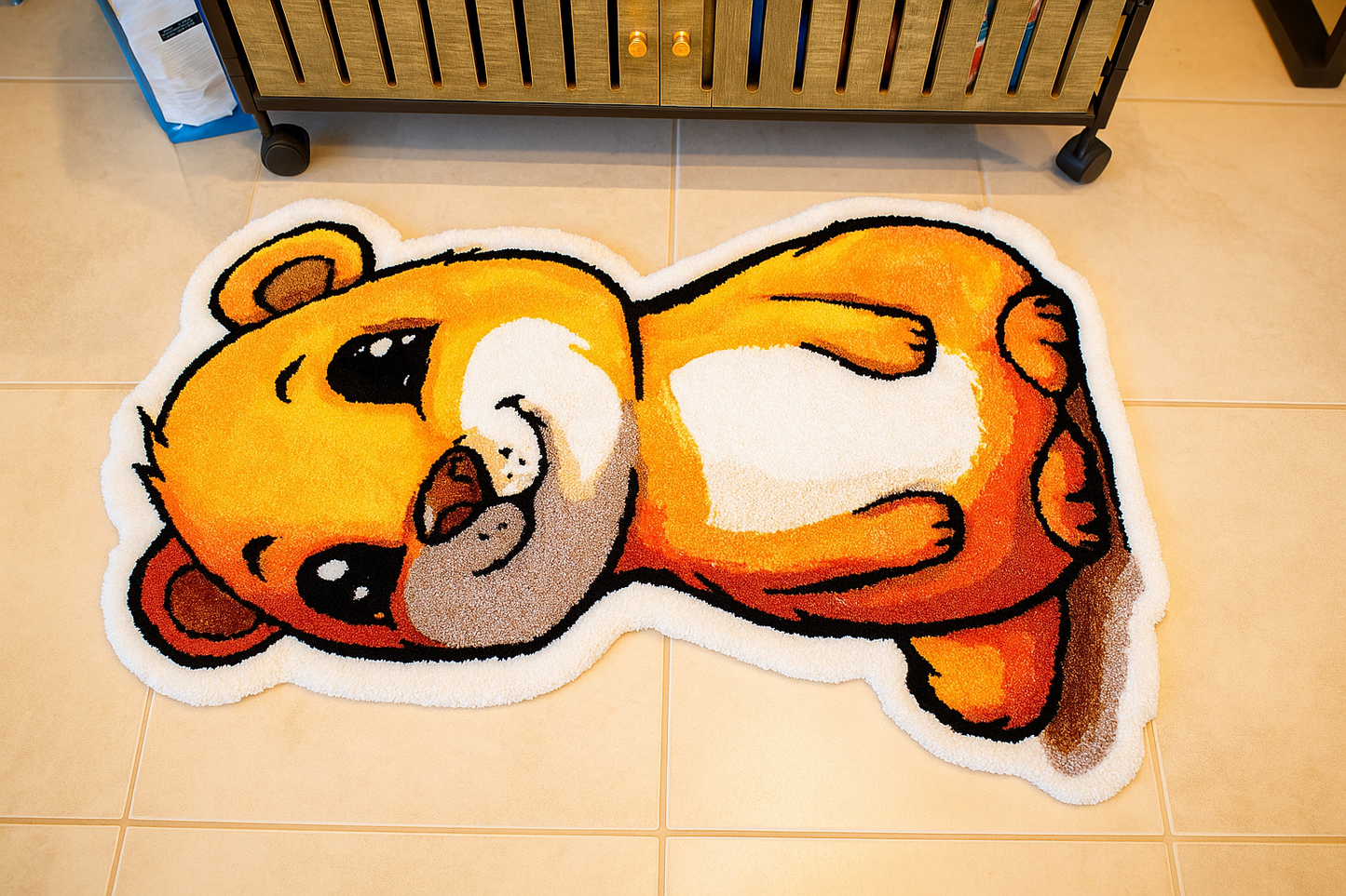 Soft tufted yarn rug in prairie dog shape – kids’ room décor